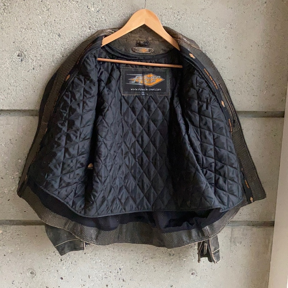 Motorcycle Jacket Power Trip Mens Leather - Picture 2 of 7